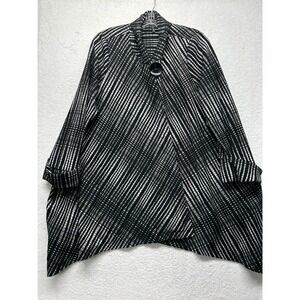IC by Connie K Womens Size L Black 3/4 Sleeve Cardigan Pullover Sweatshirt (T4)
